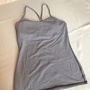 Lululemon gray stripe racer spaghetti yoga top